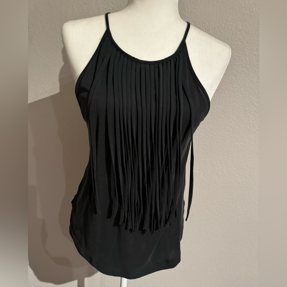 Soft and Sexy Black Fringe Tank